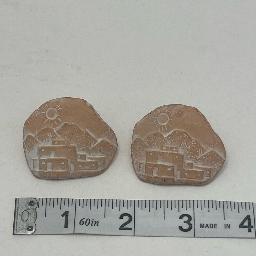 Large Clay Artisan Southwestern Earrings - Picture 3 of 5